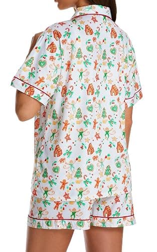 Womens Pajamas Set Button Down 2 Piece Cute Monkey Bunny Y2k Preppy Heart Pjs Sets Lounge Comfy Sleepwear thumbnail 3