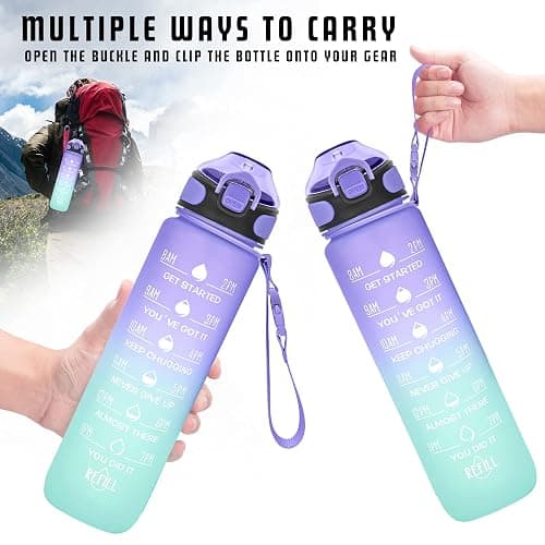Enerbone 32 oz Drinking Water Bottle with Times to Drink and Straw, Motivational with Carrying Strap, Leakproof BPA & Toxic Free, Ensure You Drink Enough Water for Fitness Gym Outdoor thumbnail 6