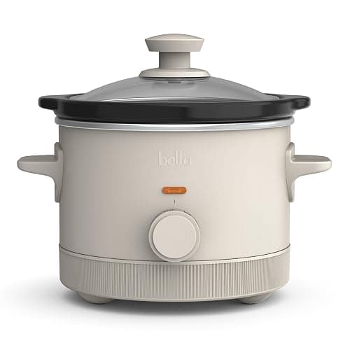 bella 1.5 Qt Slow Cooker with 3 Heat Manual Control, Ceramic Nonstick Coating, Dishwasher Safe Stoneware Pot and Tempered Glass Lid, Tangle Free Cord Wrap & Cool Touch Handles, Oatmilk - Image 1