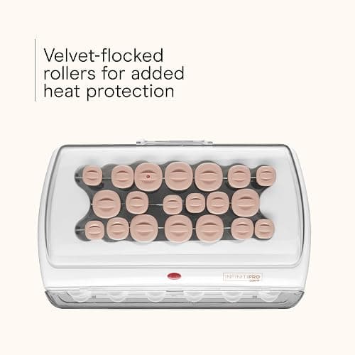 INFINITI PRO CONAIR Ceramic Flocked Hot Rollers for Women, 20 Assorted Hair Curlers with Clips, 85-Second Heat-Up, For Long, Medium, and All Hair, White thumbnail 3
