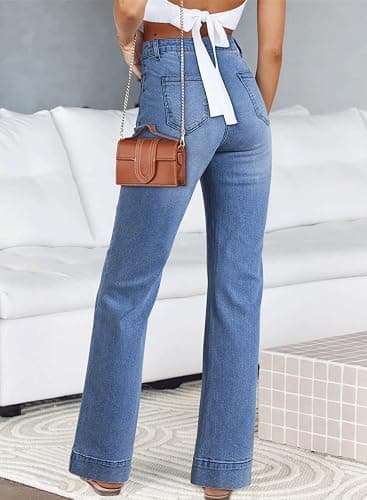Astylish Women's Wide Leg Jeans High Waisted Denim Pants | Stretchy, Straight Leg Jean, Loose, Trendy, With Pocket thumbnail 2