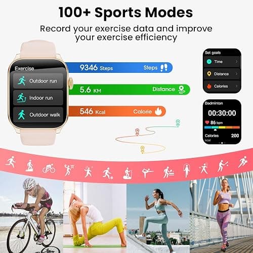 Smart Watches for Men Women, 1.91" HD Curve Screen Smartwatch (Answer/Make Call), Fitness Tracker with Heart Rate/Sleep Monitor, Pedometer, 100+ Sport Modes, Smart Watch for Android iPhone (Pink) thumbnail 4