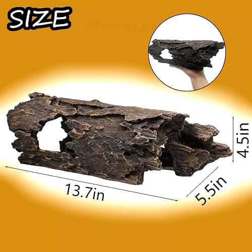 Tfwadmx Bearded Dragon Hide, 13.5" Large Reptile Hideout, Resin Simulated Hollow Log for Aquarium, Betta Fish Hideout, Reptile Tank Accessories for Corn Snakes, Young Ball Pythons, Geckos, Axolotls thumbnail 6