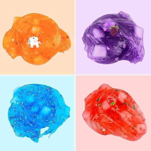 9 Pack Christmas Jelly Cube Clear Fluffy Slime Making Kit Party Favor, Crunchy Crystal Slime Charms for Girls and Boys, DIY Birthday Boba Slime for Kids, Bag Fillers Soft Non-Sticky Stress Relief Toys thumbnail 5