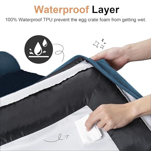 Large Dog Bed Orthopedic Washable: Jumbo Dog Bed Bolster Extra Large Dogs Egg Crate Foam Sofa Couch Waterproof Removable Cover - Navy thumbnail 4