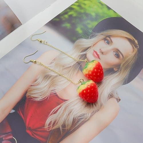 Cute Strawberry Earrings for Women-3D Acrylic Strawberry Drop Dangle Earring Costume Accessories Halloween Christmas Party Jewelry thumbnail 6