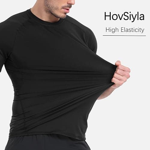 HovSiyla Men's Compression Shirts Cool Dry Short Sleeve Baselayer Athletic Workout T Shirts thumbnail 5