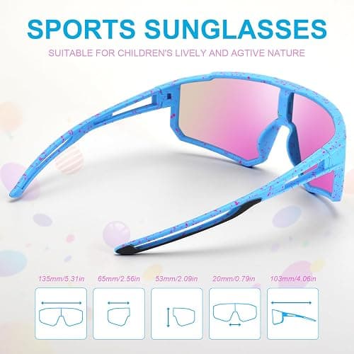 CMBJJU 3PACK Kids Sunglasses for 6-14 Boys Girls, Youth Baseball and Cycling UV400 Protection Goggles thumbnail 2