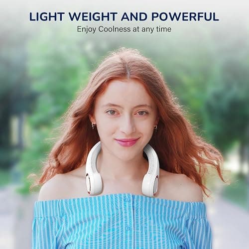 Portable Neck Fan Rechargeable, Personal Neck Cooling Fan, Hands Free Bladeless Fan, Ultra Quiet, 3 Speeds Adjustable Strong Wind, 4000 mAh Battery Operated, Gifts for Men Women Mom Dad, Small thumbnail 5