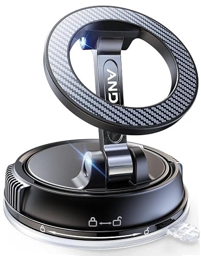ANDERY Car Phone Holder for Magsafe [78+LBS Strongest Suction & 2400gf Magnetic] 360° Adjustable Car Phone Mount, Phone Holders for Your Car for iPhone 17 Pro Max 16 15 14 13 12 Air Plus, Carbon Fiber - Image 1