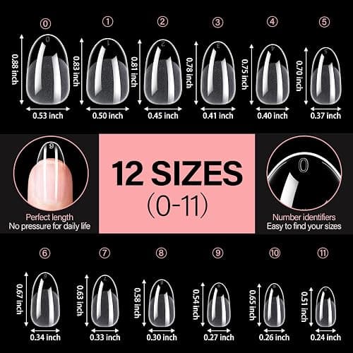 AILLSA Short Oval Nail Tips Full Cover Clear Gelly Nails Tip Half Matte Acrylic Tips Pre-Filed Fake Press on Nail Tips for Extension Home DIY Salon Manicure 216PCS 12 Sizes thumbnail 6