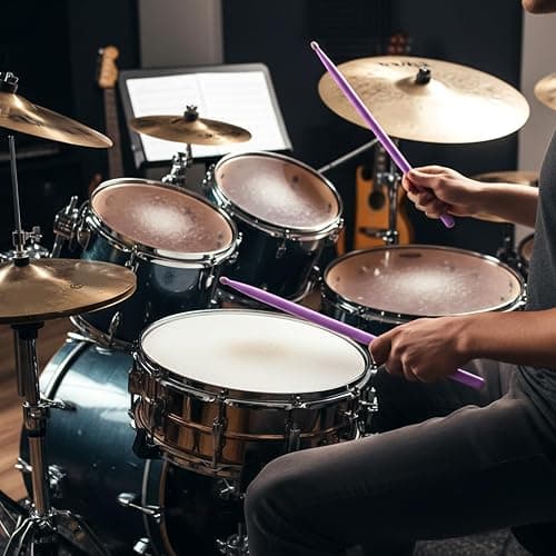 Purple Drum Sticks Maple Wood Drumstick 5a Drumsticks for Drums Wooden Handles Drum Stick Beginner Drums Sticks Accessories Stuff for Beginners Music Lovers thumbnail 5