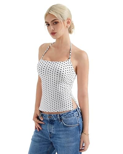 SUUKSESS Women Halter Double Lined Tank Top Backless Going Out Camisole Crop Top thumbnail 3