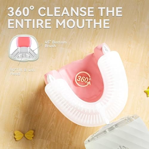 ELOTAME Ultrasonic Automatic Electric Toothbrush for Adults- U Shaped self Brushing Toothbrush, 360° Mouth Cleaning, 5 Modes for Whitening, IPX7 Waterproof Rechargeable (Light Gray) thumbnail 3
