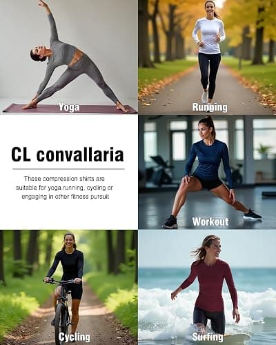 4 Pack Women's Long Sleeve Compression Shirts Athletic with T-Shirts Workout Tops for Gym Yoga Running thumbnail 7