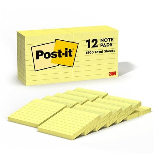 Post-it Notes, 3 x 3 in, The Iconic Canary Yellow Note, 12 Lined Pads | School Supplies and Office Products - Image 1