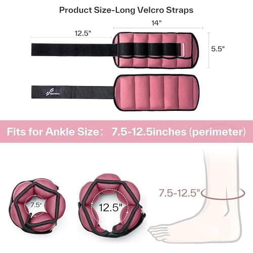 Sportneer Adjustable Ankle Weights Set - 1 Pair (2-10 lbs) Removable Sandbags for Women & Men, Comfortable Neoprene Leg Weights for Walking, Running, Pilates, Yoga, Home Workout & Physical Therapy thumbnail 5