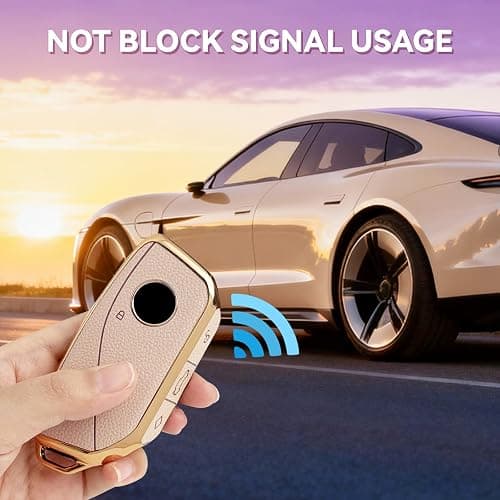 Amazauto Soft TPU & Leather Key Fob Cover, Compatible with BMW X1 X2 X3 X5 X6 X7 XM 2023~2026 etc, Car Key Protector with Keychain, Beige thumbnail 5