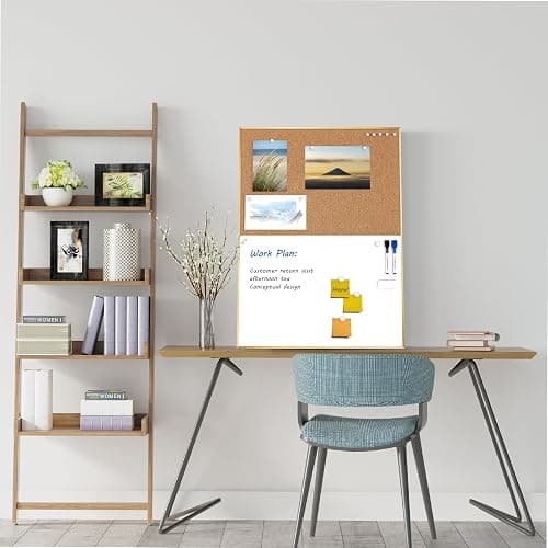 ARCOBIS Cork Board White Board Combo, 24 x 18 Inch Bulletin Board-Gold Frame, Magnetic Dry Erase Board & Corkboard for Wall, Vision Board for Home, Office, School thumbnail 7