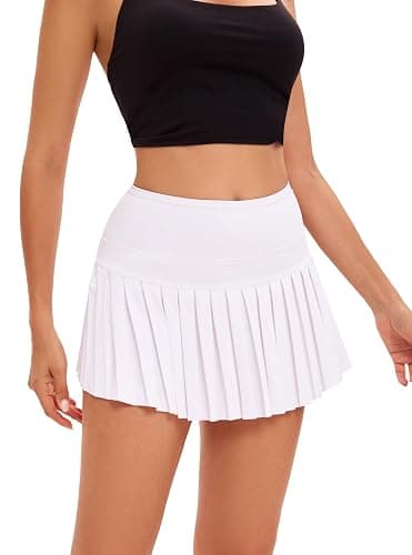 Yknktstc Women Pleated Tennis Skirt with Shorts High Waist Golf Skort Athletic Mini Skirt with Pockets thumbnail 2