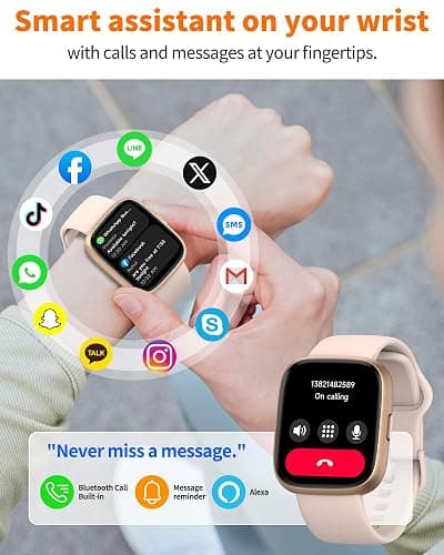 Smart Watch for Men Women, Bluetooth Calling, 1.83" HD Touch Screen Fitness Tracker, 100+ Sports Modes,Heart Rate Sleep Monitor， DIY Dial, IP68 Waterproof, Compatible with Android & iOS thumbnail 2