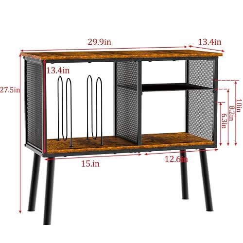 Record Player Stand with Adjustable Divider Vinyl Storage Holder Up to 200 Albums Mid-Century Large Record Player Table Vinyl Holder Turntable Stand End Table for Bedroom & Living Room, Patent Pending thumbnail 2