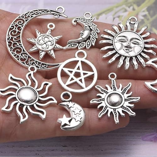 Weyuley 100g Mixed Antique Silver Sun Star Moon Charms Pendants DIY Bracelets Necklace Jewelry Making Craft Wholesale (A469) thumbnail 3
