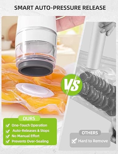 Vacuum Sealer Set (Vacuum Machine + 30 Reusable Vacuum Bags) Handheld Vacuum Sealer for Food, Portable Compact Food Sealer with Auto-Stop & Detachable Filter, 5X Freshness Lock thumbnail 2