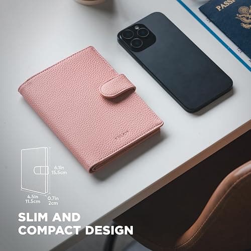 VULKIT Dual Leather Passport Wallet for RFID 2 Passports Holder | Travel Document Organizer, Perfect for Couples, Dual citizens, Credit Cards Cash Slot, ID Windows thumbnail 4