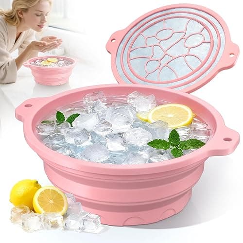 Dtuoen Foldable Silicone Face Ice Bath Bowl, Built-in Ice Tray for Cold Therapy Facial Basin, Skin Tightening & Puffiness Reduction, Ideal for Home, Spa & Travel Use - Image 1