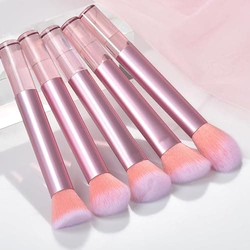 111 Makeup Brushes Set 22 Pcs Makeup Kit With Case Premium Soft Synthetic Hair Foundation Brush Concealer Brush Eyeshadow Brush Transparent Make up Brushes Set With Beauty puff(Pink, 22pcs) thumbnail 2