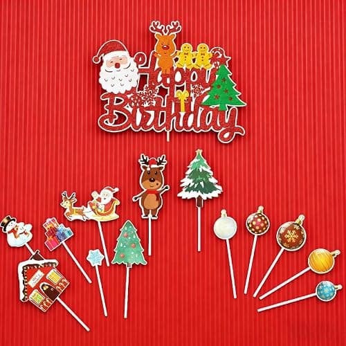 Merry Themed Happy Birthday Party Decorations,Christmas Supplies Plates Napkins, Cups Tableware, Birthday Banner, Cake Topper Snowman Backdrop Tablecloth, Colorful Printed Balloons for Kids and Adults thumbnail 8