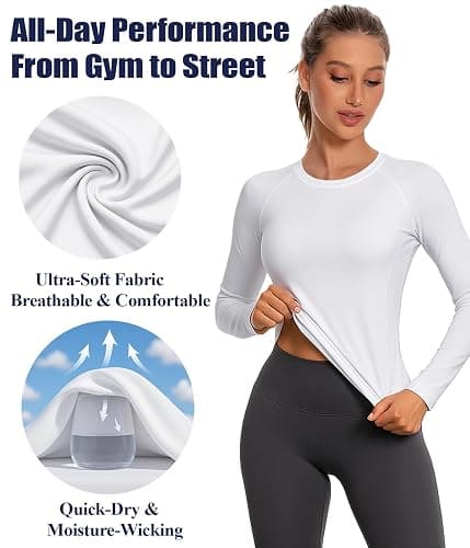 Compression Shirts Woman's Athletic Workout Undershirt Dry Fit T-Shirt for Gym Running Short Long Sleeve Tops thumbnail 3