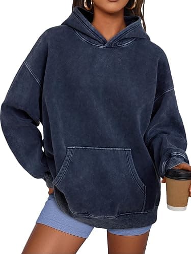 Trendy Queen WomenS Oversized Hoodies Acid Wash Sweatshirt | Fall Winter Comfrt Pullover With Pocket Y2k Cute Preppy Clothes Streetwear for Teen Girl - Image 1