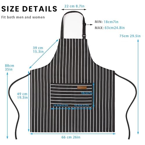 BeLuyi 2 Pack Adjustable Bib Apron with 2 Pockets Chef Cooking Kitchen Restaurant Aprons for Women Men thumbnail 2