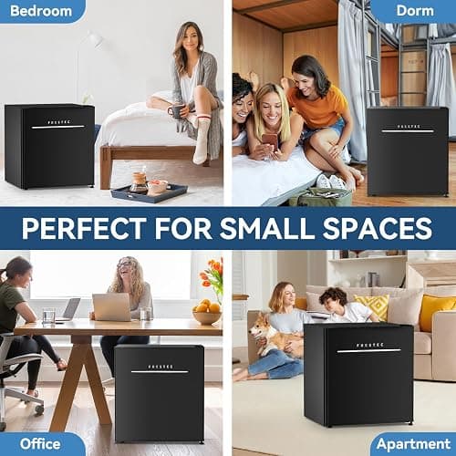 Frestec 1.7 Cu.Ft Mini Fridge with Freezer,Mini Fridge for Bedroom,Small Refrigerator,Dorm Refrigerators with Freezer,Compact Refrigerator for Office,Apartment,Dorm,Bedroom (Black) thumbnail 9