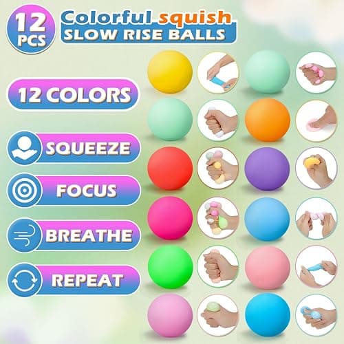 12 Pcs Stress Balls Set for Adults and Kids - Squishy Ball Sensory Fidget Toys for Anxiety Relief - Squeeze Ball Party Favors Bulk Pack - Classroom Prize - Birthday Halloween thumbnail 2