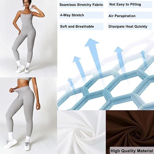 GXGPML Women 2 Piece Workout Sets (2025 NEW) Yoga Outfit Open Back Tank Top High Waisted Leggings Gym Sets Tracksuits thumbnail 6