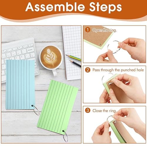 350 Pcs Index Cards With Ring, 3x5 Inches Flash Cards With Rings，Colored Heavy Notecards With Ring, Punched Lined Study Cards For School, College, Home, Office, Memory, To Do List (5 Colors) thumbnail 5