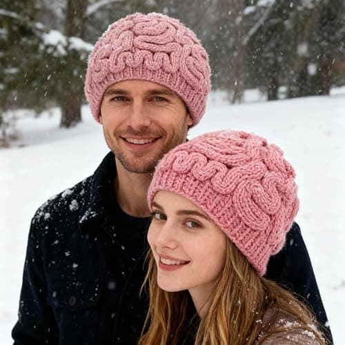 BIBITIME Unisex Handmade Knitted Brain Beanie Cap Halloween Hat thumbnail 2