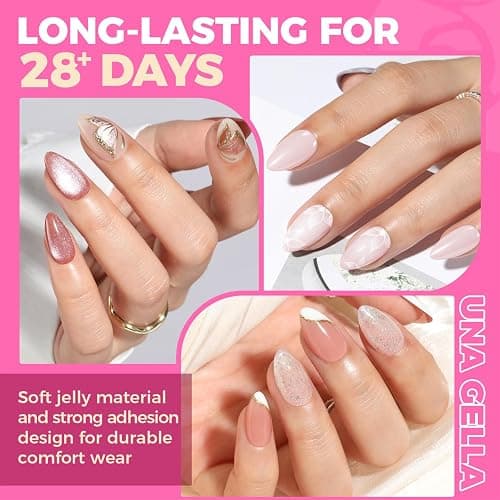 UNA GELLA Short Almond Nail Tips: 504PCS Short Fake Nails Soft Press On Gel Nail Tips Pre Shaped Almond Shape Home Nail Extension Full Cover, 12 Sizes Acrylic Gelly Tips thumbnail 9