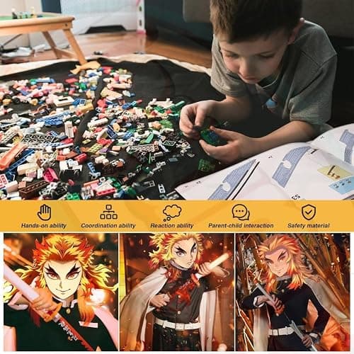 Jorumo Sword Building Set, 27in Rengoku Kyoujurou Sword with Scabbard and Stand, Cosplay Anime Toy Block for Collecting 790 Pieces, Luminous thumbnail 5