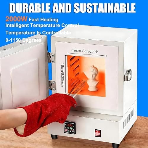 2000W Electric Kiln for Jewelry Making, Pottery Glazing & Metal Casting, Max Temp 1150℃, Ceramic Muffle Furnace for Home & Laboratory Use thumbnail 3