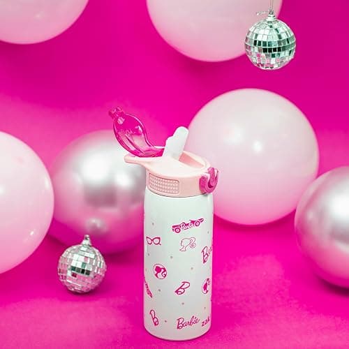 Zak Designs Barbie Porter Water Bottle for Travel and At Home, 19 oz Vacuum Insulated Stainless Steel with Locking Spout Cover, Built-In Carrying Loop, Leak-Proof Design (Barbie) thumbnail 7
