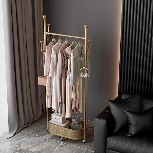 Multifunctional coat rack with storage basket 360° movable rotation｜Bedroom and living room storage artifact｜Hanging clothes/hats/bags/scarves｜Space-saving and stylish home｜Home essential thumbnail 3