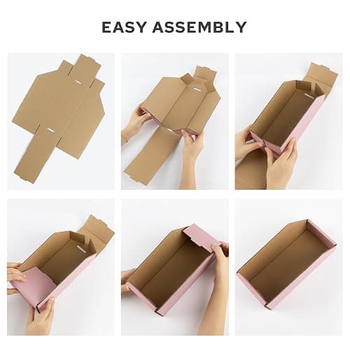Golden State Art, 12x6x4.5 Cardboard Storage Bins, 30 Pack Corrugated Open Top Bin Box for Shelves Garage Office Warehouse Organization, Pink thumbnail 5