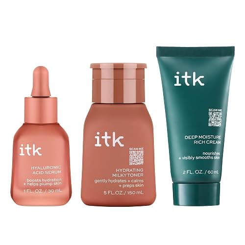 ITK Skincare Glowy Skin 3-Step Routine - Hyaluronic Acid + Niacinamide Serum, Squalane Milky Toner, Deep Moisture Ceramide Face Cream Moisturizer - Makeup Prep Skincare for Glowing Hydrated Skin thumbnail 3