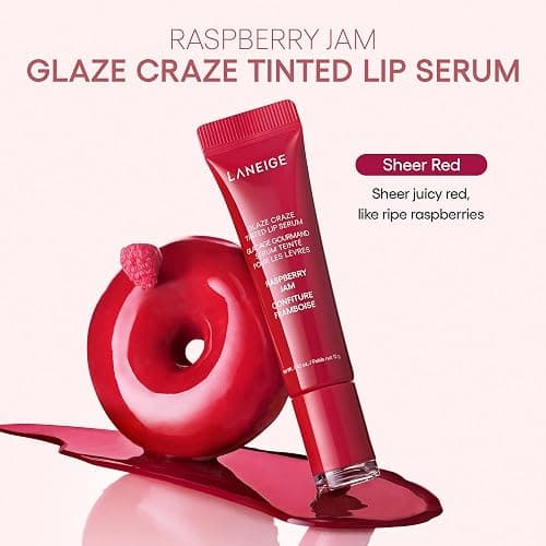 LANEIGE Glaze Craze Tinted Lip Serum: Hydrating Lip Serum for Glossy, Nourished Lips with Plumping Polypeptides - Raspberry Jam thumbnail 7