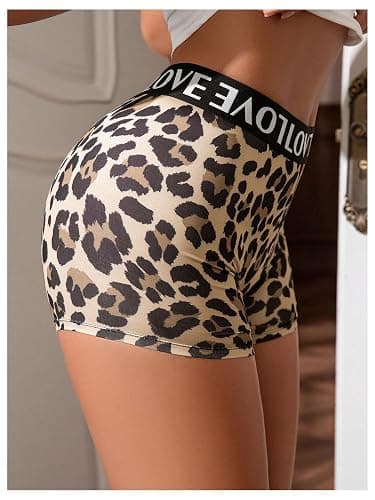 SOLY HUX Women's Leopard Boxer Panties Letter Print High Waisted Boyshort Panty Underwear thumbnail 4