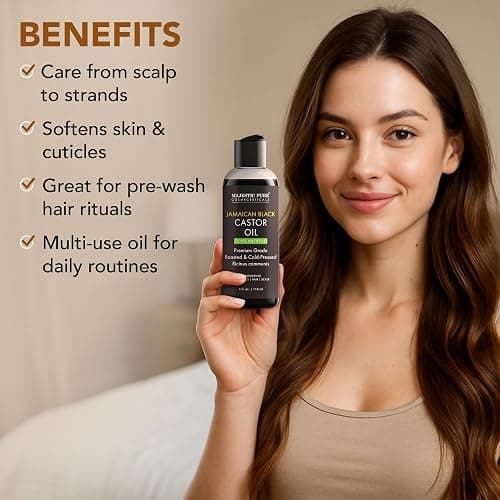 Majestic Pure Jamaican Black Castor Oil - 100% Pure & Natural - Premium Grade, Cold Pressed, Hexane Free - Hair, Eyelashes, Eyebrows, Nails - Moisturizing & Nourishing - 4 Fl Oz thumbnail 5